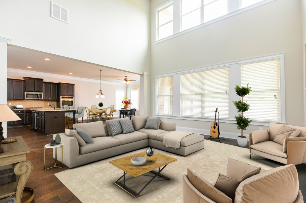 A living room in a home at The Landing at Millers Ferry